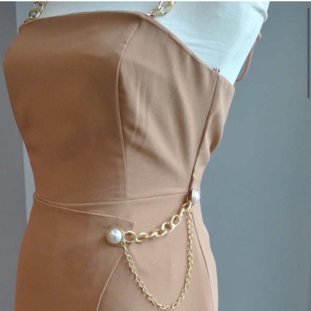 Do+Be tan romper with gold details
